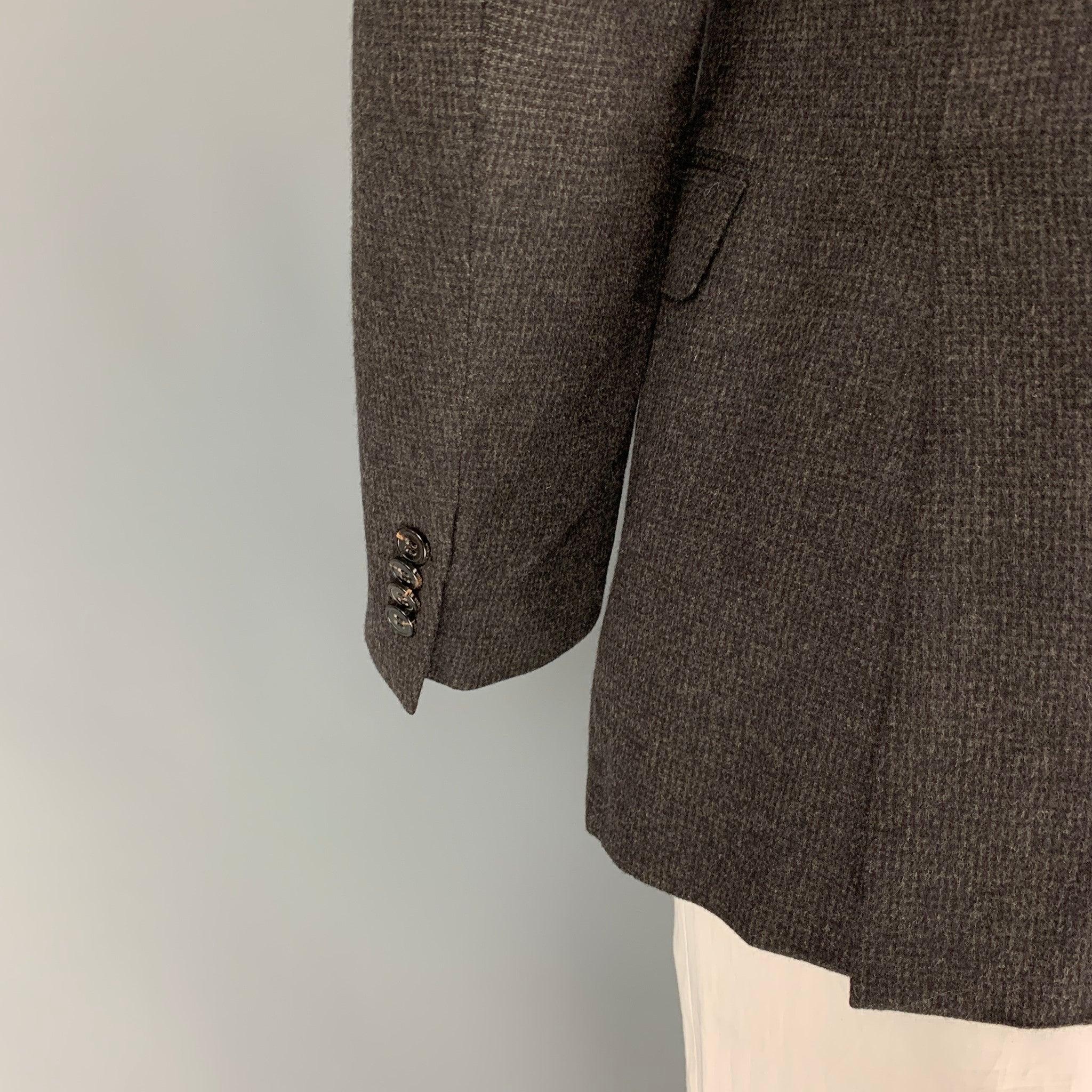 Men's Z ZEGNA Size 40 Long Charcoal Grey Grid Wool Angora Sport Coat For Sale
