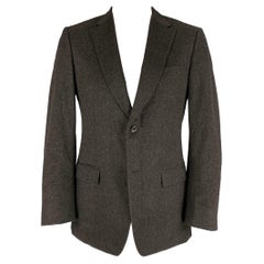Z ZEGNA Size 40 Long Charcoal Grey Grid Wool Angora Sport Coat