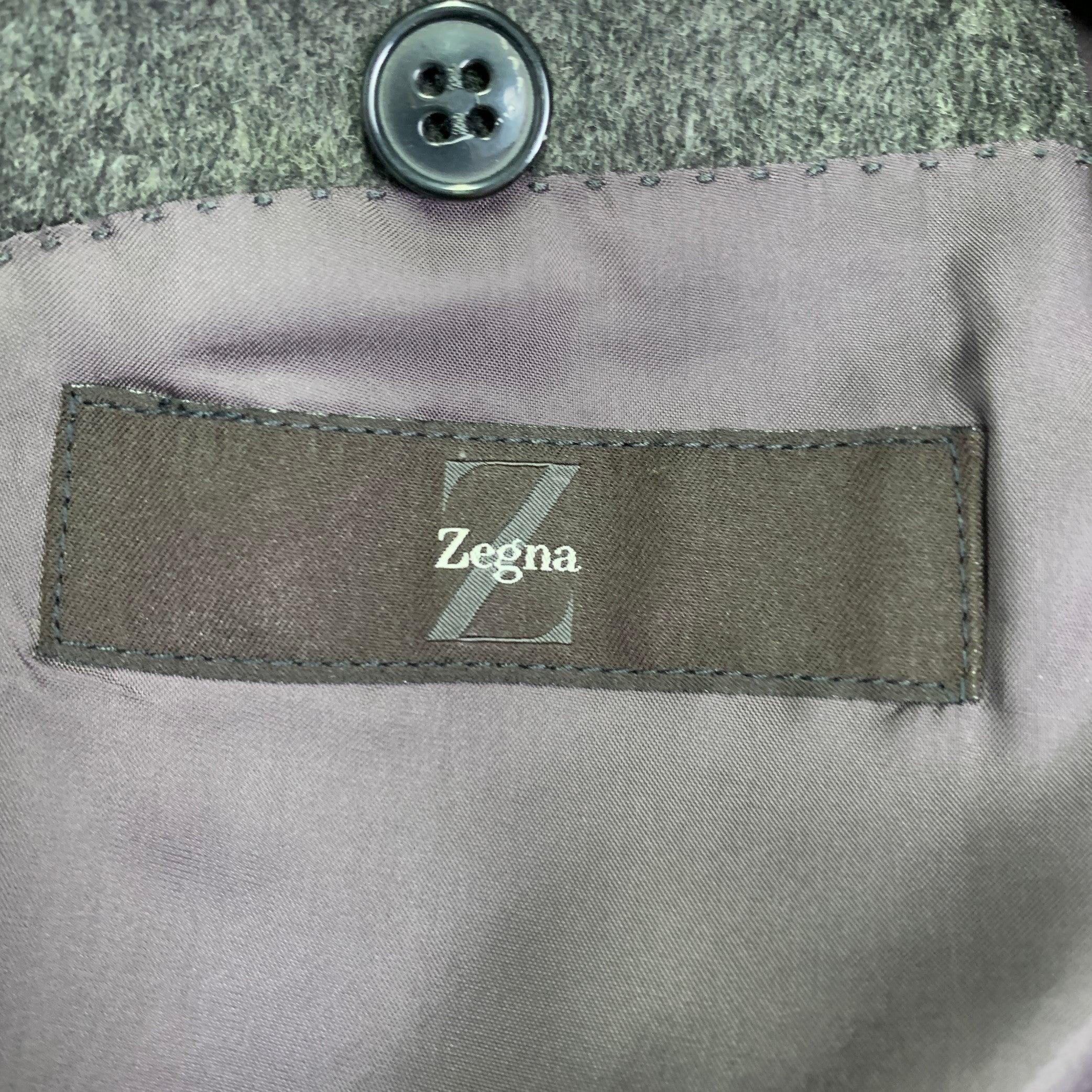 Men's Z ZEGNA Size 40 Long Grey Angora Blend Single Breasted Sport Coat For Sale