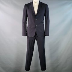 Z Zegna Taglia 42 Regolare Abito in Lana Navy con Risvolto a Tacca