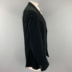 Z ZEGNA Size 44 Black Cotton Velvet Notch Lapel Sport Coat