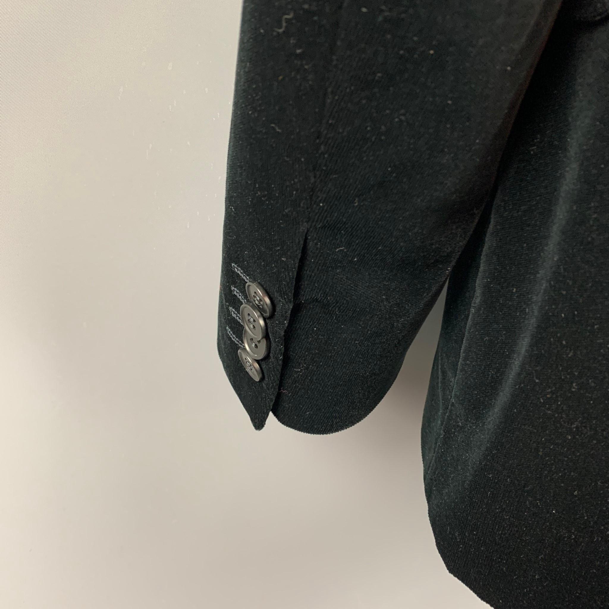 Men's Z ZEGNA Size 44 Black Cotton Velvet Notch Lapel Sport Coat