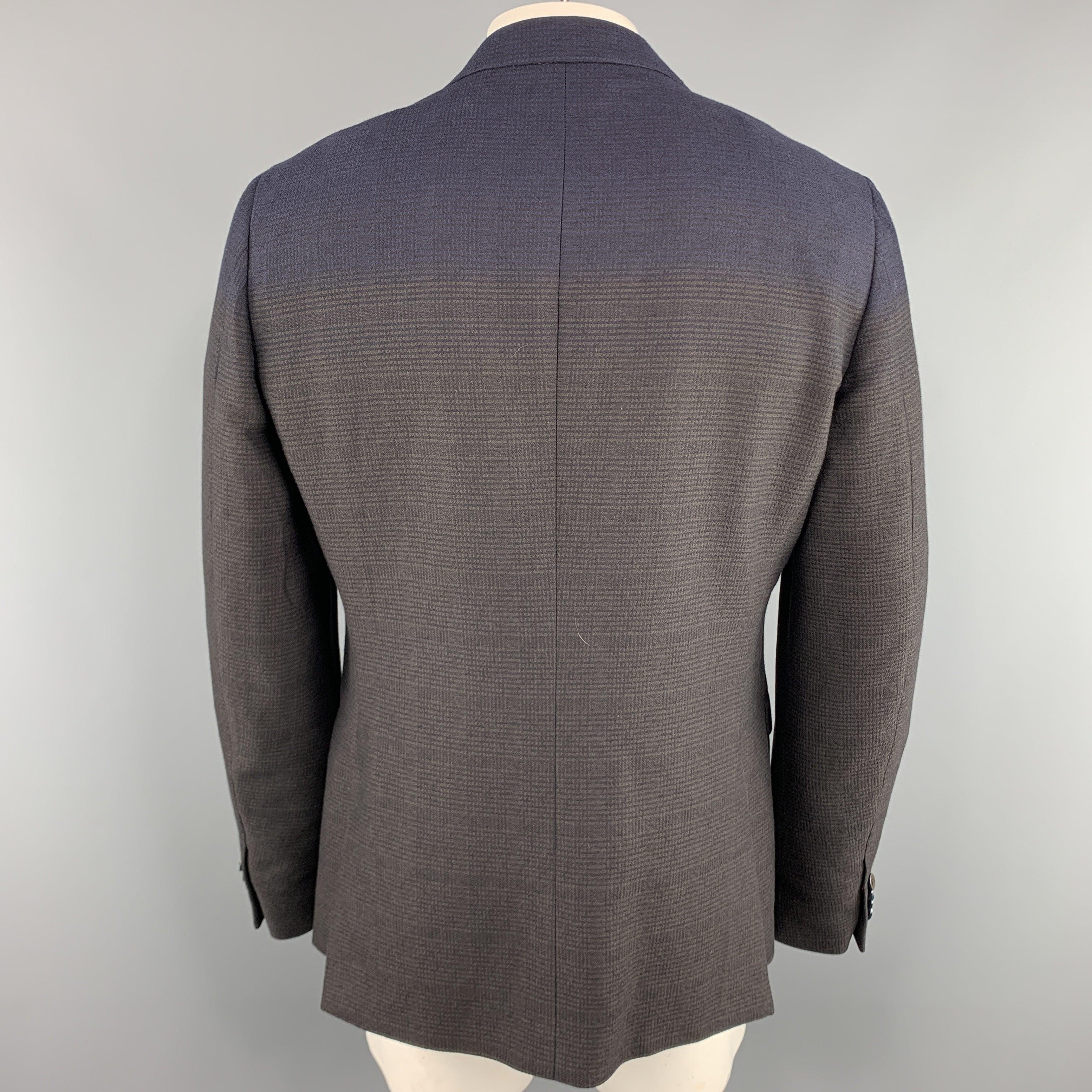 Z ZEGNA Size 44 Brown & Navy Plaid Regular Cotton / Wool Sport Coat For Sale 1