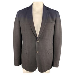 Z Zegna Taille 44 Manteau de sport en coton/laine à carreaux réguliers Brown & Navy
