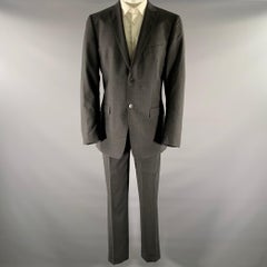 Z ZEGNA Size 44 Grey Black Nailhead Wool Notch Lapel Suit