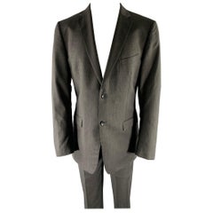 Z ZEGNA Size 44 Grey Black Nailhead Wool Notch Lapel Suit