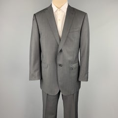 Z ZEGNA Size 44 Regular Charcoal Wool / Mohair Notch Lapel Suit