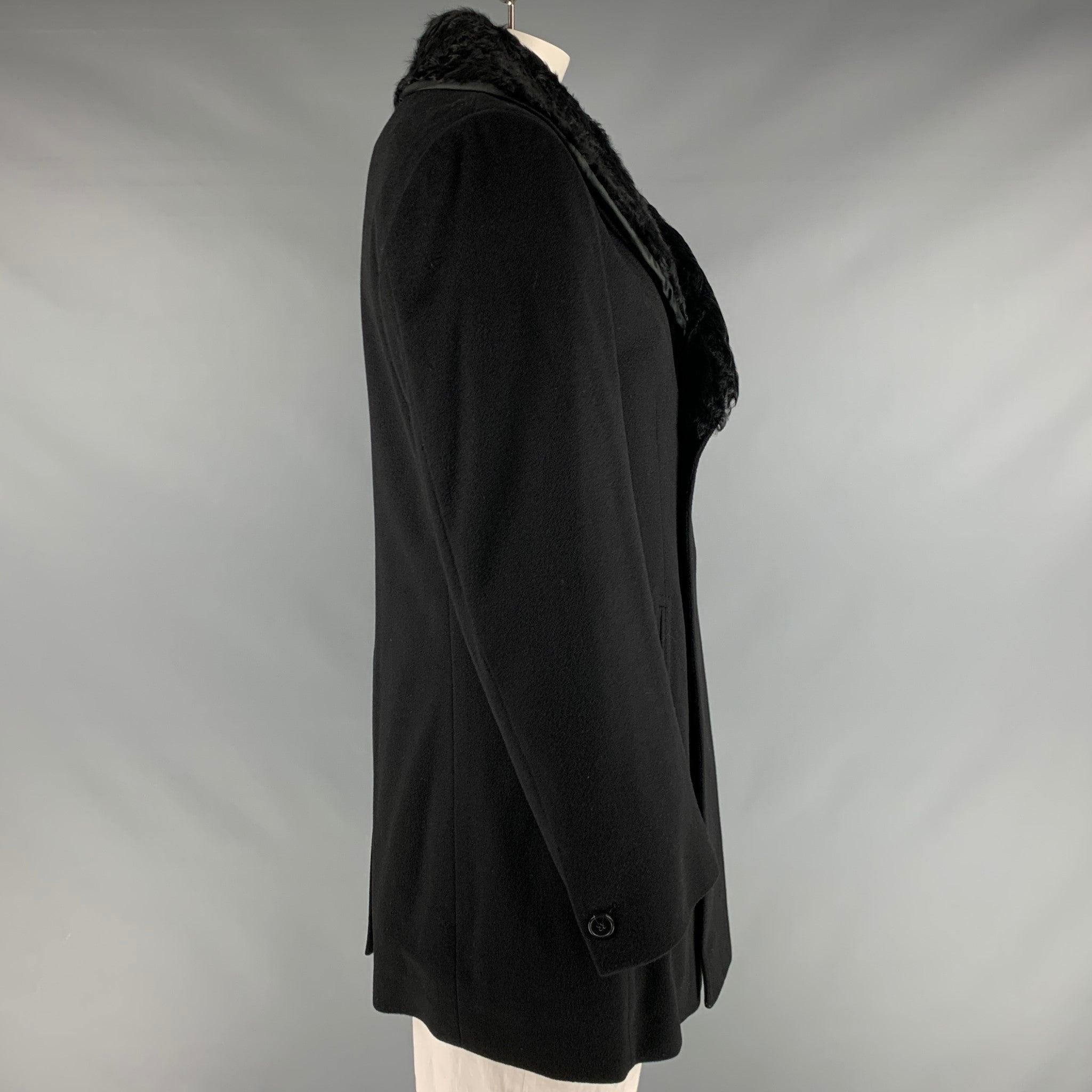 Z ZEGNA Size 46 Black Cashmere Double Breasted Coat In Excellent Condition For Sale In San Francisco, CA