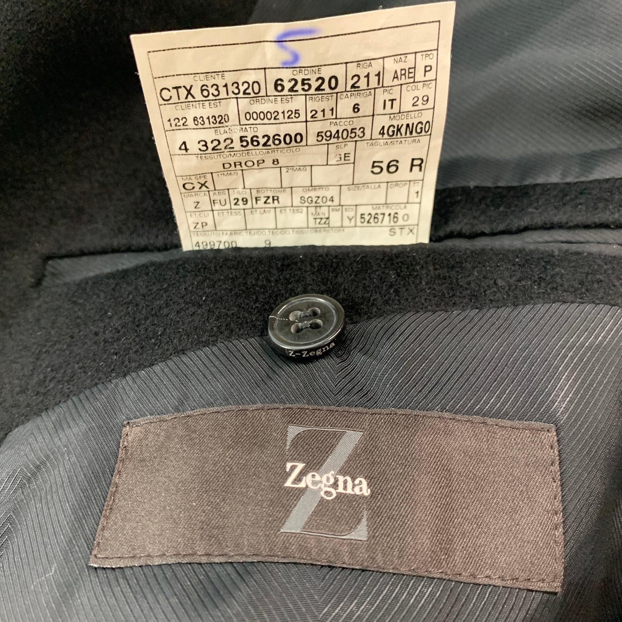 Z ZEGNA Size 46 Black Cashmere Double Breasted Coat For Sale 3