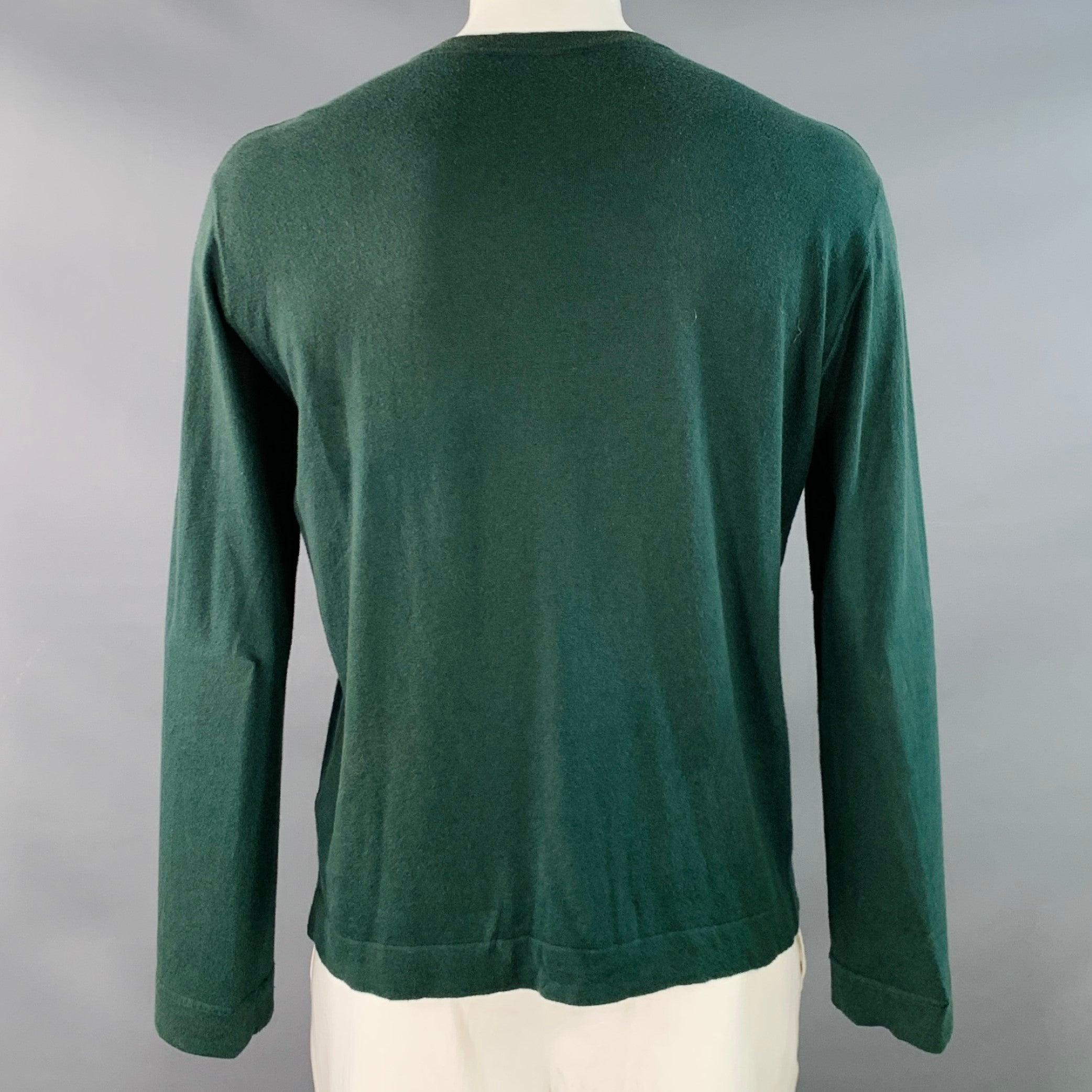 Z ZEGNA Talla L Jersey de cuello redondo de cachemira de algodón verde Negro en venta