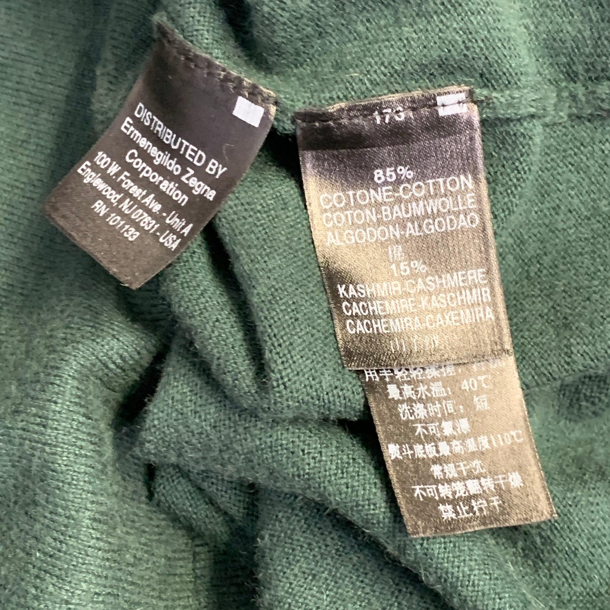 Z ZEGNA Talla L Jersey de cuello redondo de cachemira de algodón verde en venta 2