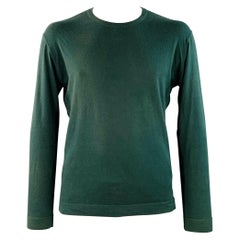 Z ZEGNA Talla L Jersey de cuello redondo de cachemira de algodón verde