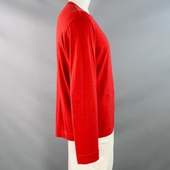 Z ZEGNA Size L Red Cotton Cashmere Crew Neck Pullover