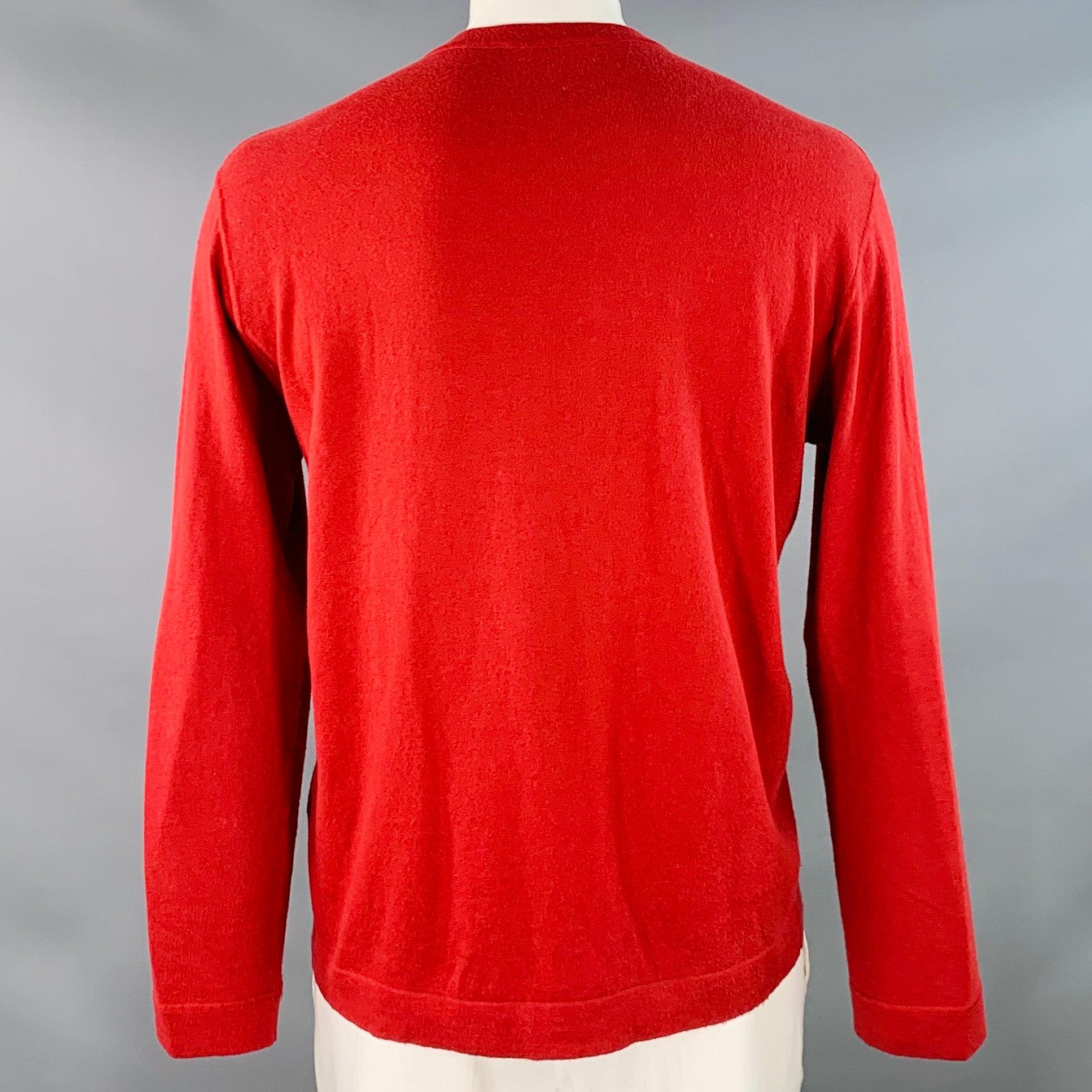 Z ZEGNA Talla L Jersey rojo de algodón y cachemira con cuello redondo Rojo en venta