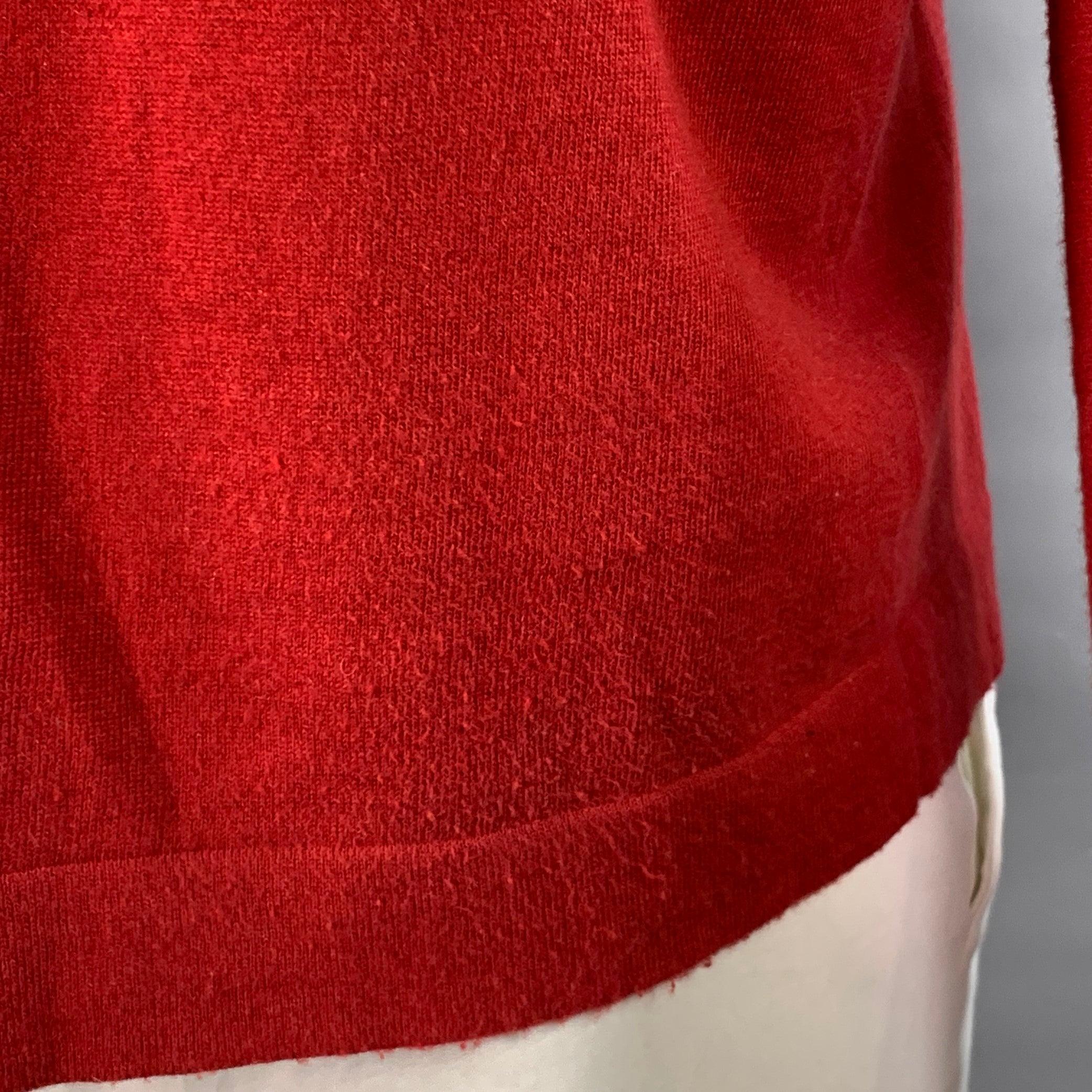 Z ZEGNA Talla L Jersey rojo de algodón y cachemira con cuello redondo en Bueno estado para la venta en San Francisco, CA