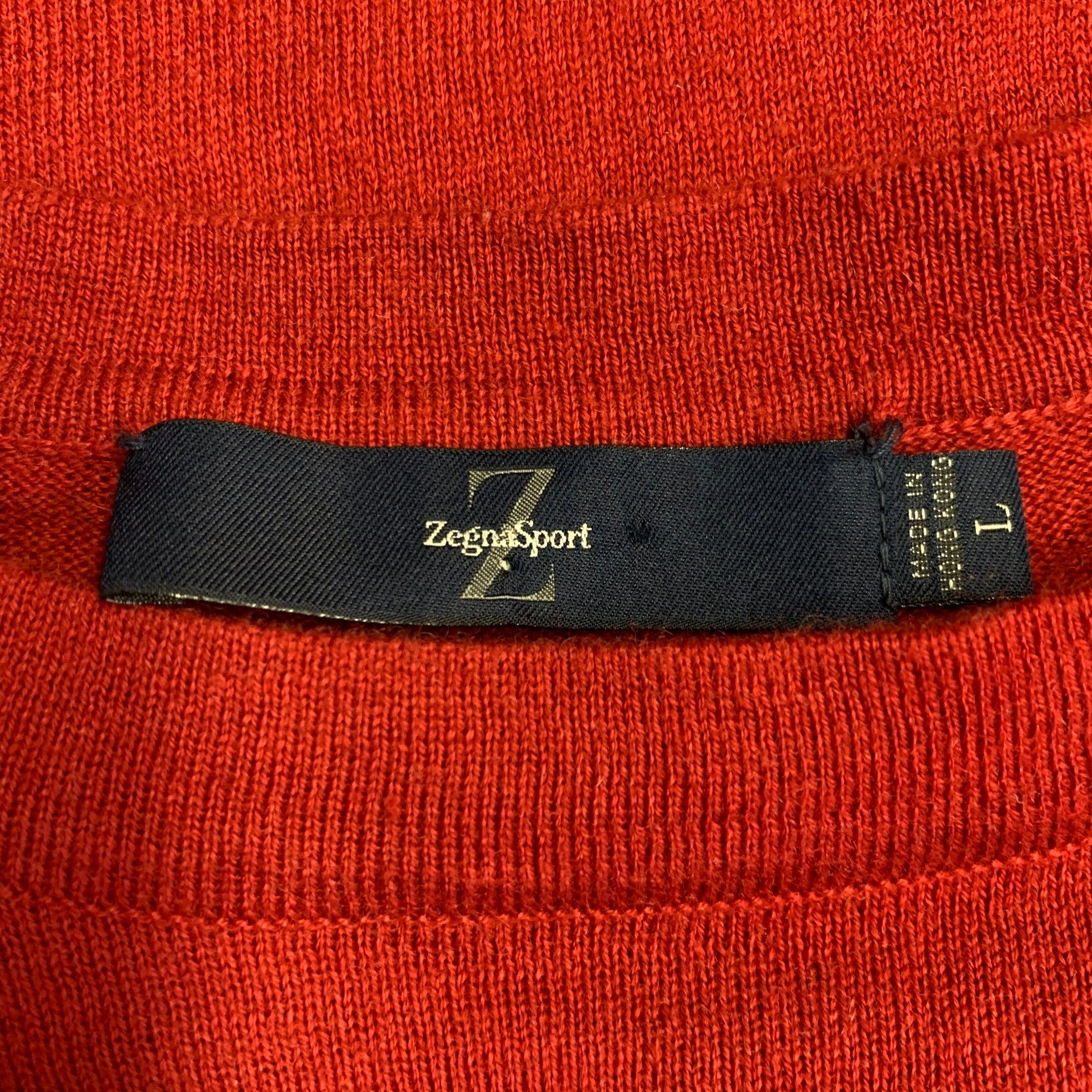 De los hombres Z ZEGNA Talla L Jersey rojo de algodón y cachemira con cuello redondo en venta