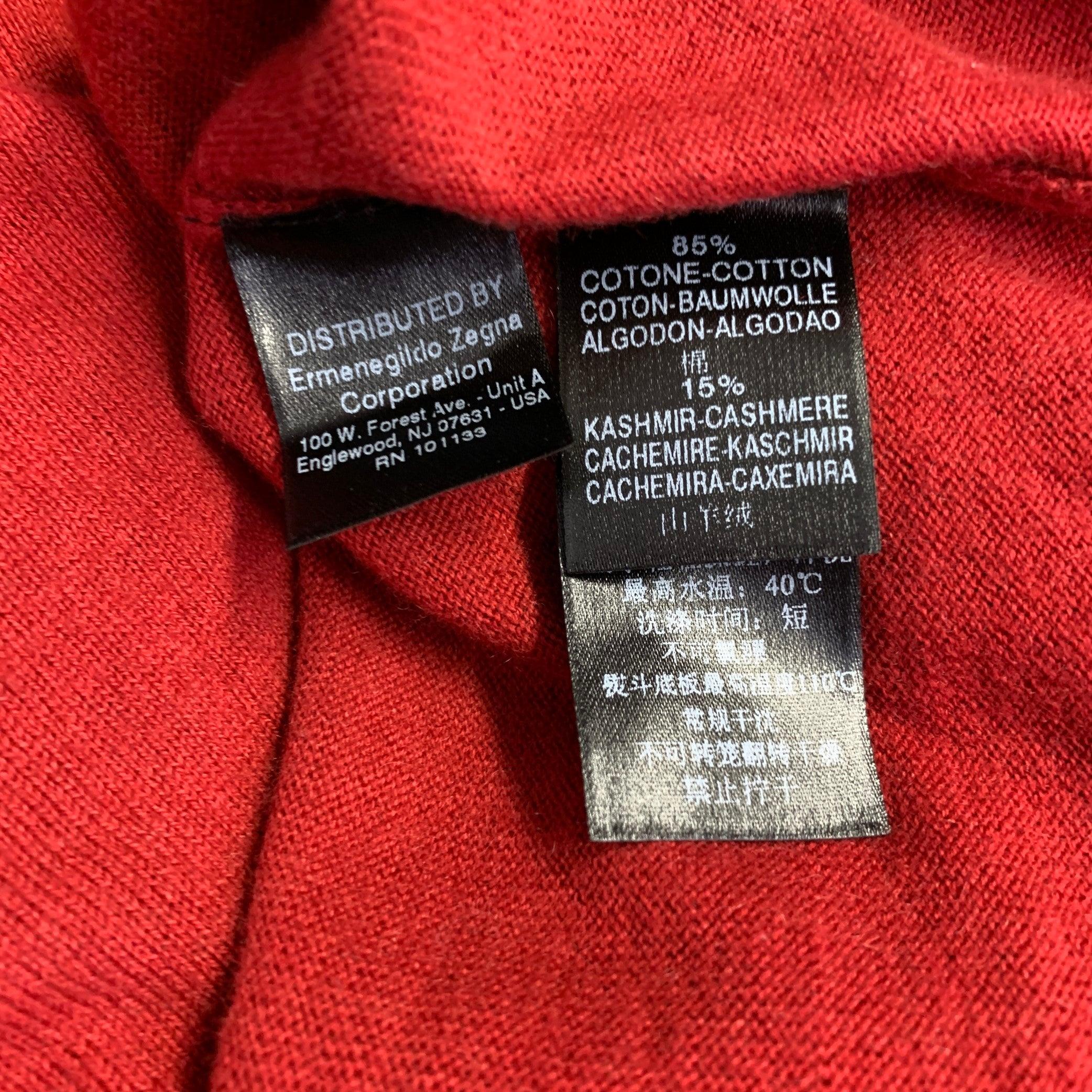 Z ZEGNA Talla L Jersey rojo de algodón y cachemira con cuello redondo en venta 1
