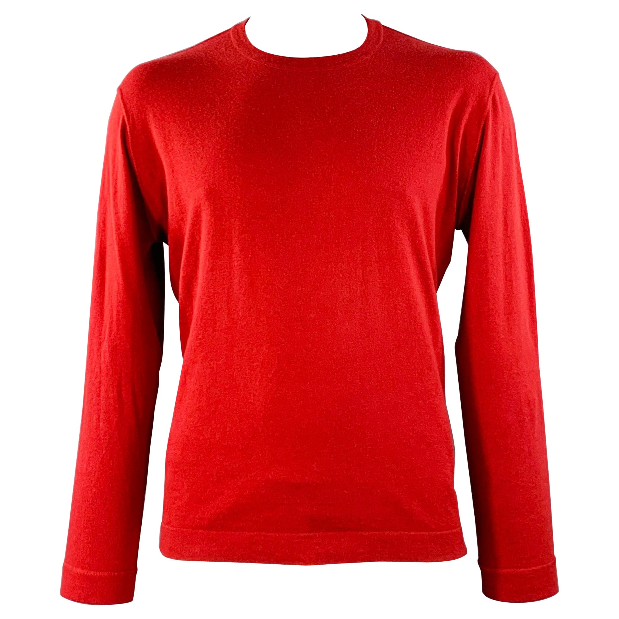 Z ZEGNA Talla L Jersey rojo de algodón y cachemira con cuello redondo en venta