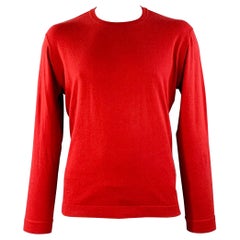 Z ZEGNA Talla L Jersey rojo de algodón y cachemira con cuello redondo