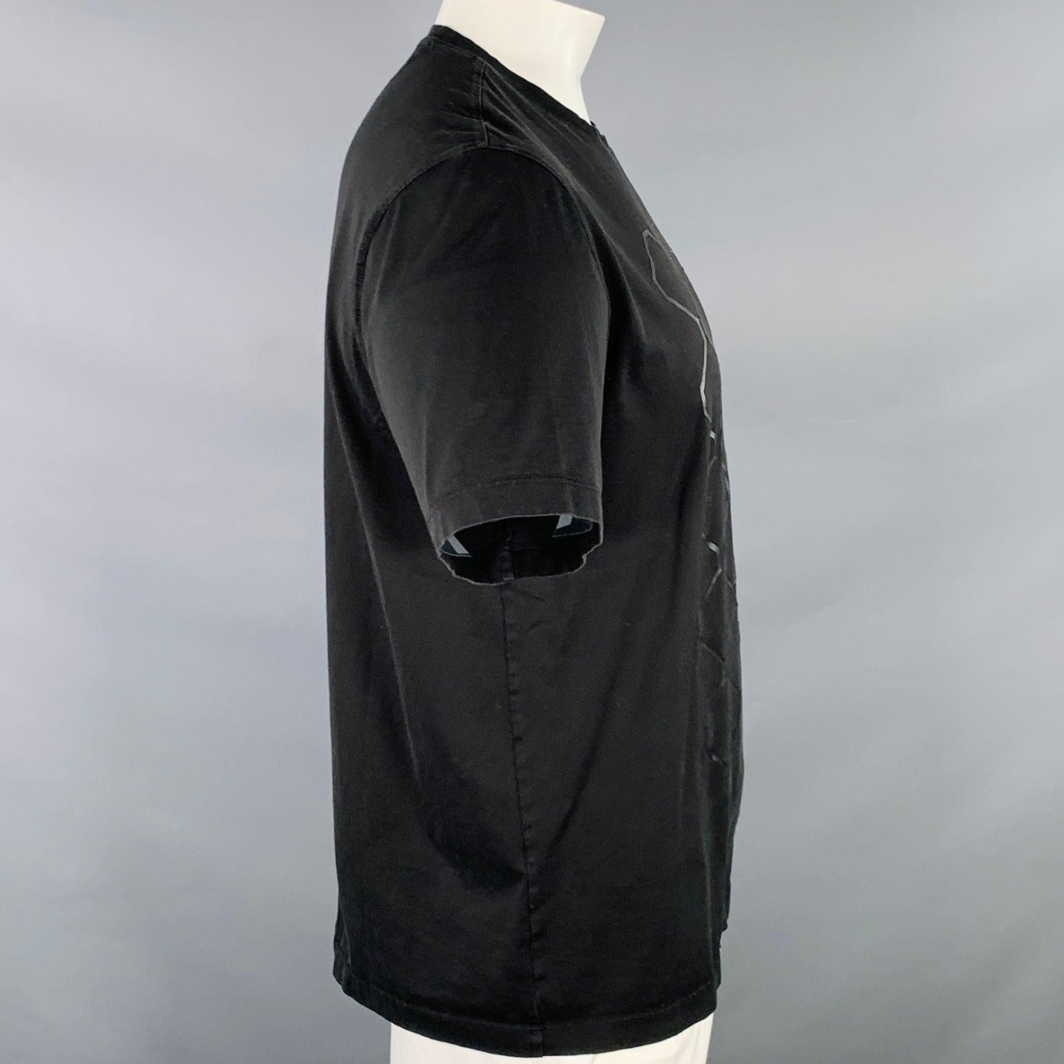 Z ZEGNA Größe XL Schwarzes geometrisches T-Shirt aus Baumwolle mit Crew-Ausschnitt im Zustand „Hervorragend“ im Angebot in San Francisco, CA