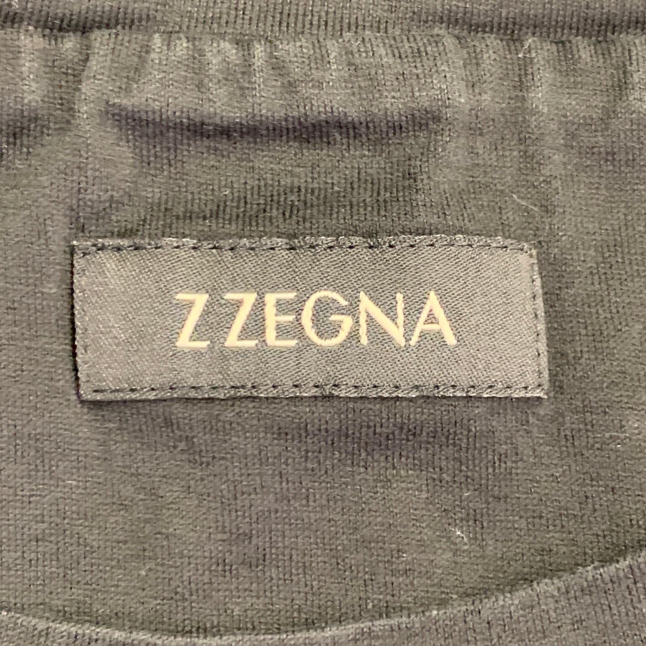 Z ZEGNA Größe XL Schwarzes geometrisches T-Shirt aus Baumwolle mit Crew-Ausschnitt im Angebot 1