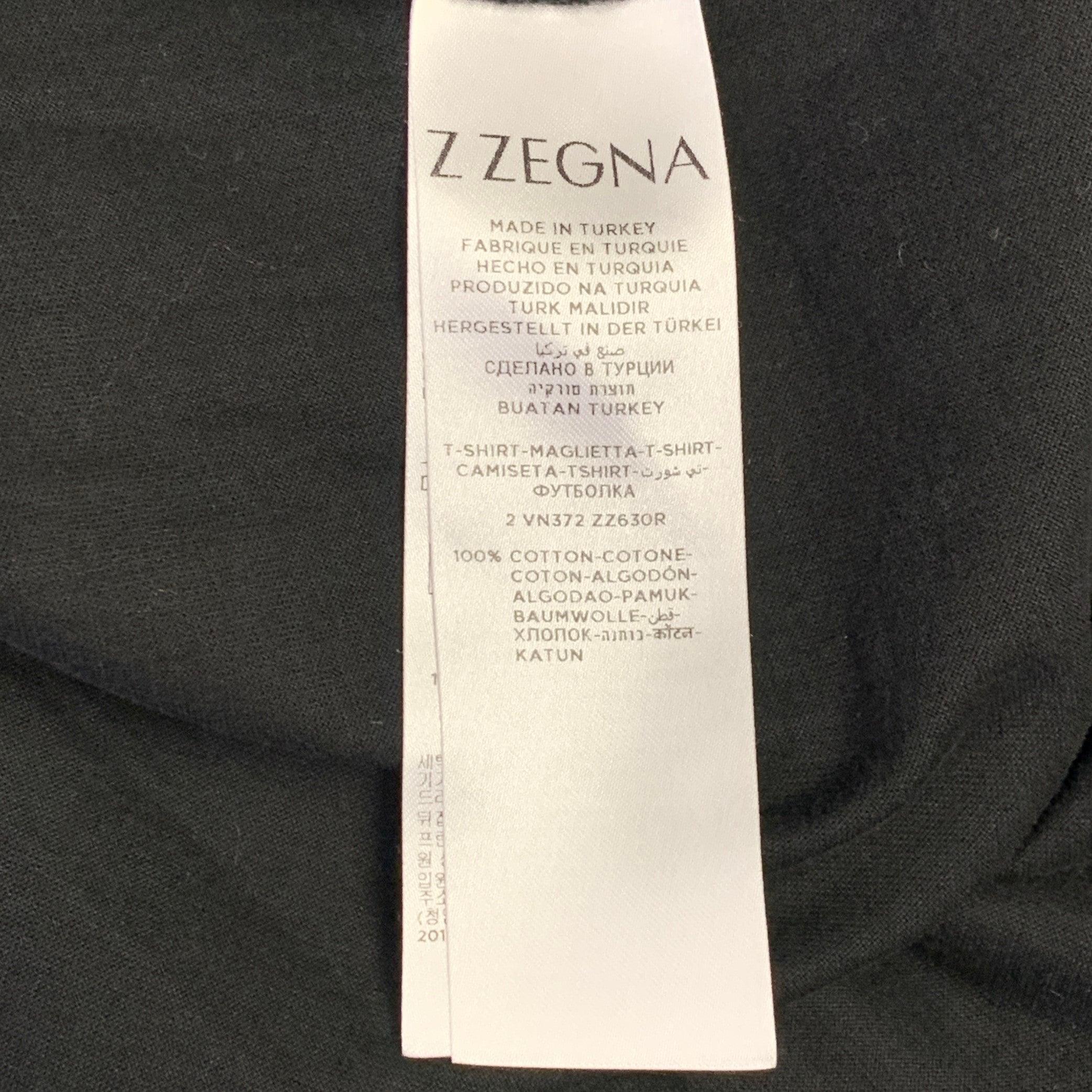 Z ZEGNA Größe XL Schwarzes geometrisches T-Shirt aus Baumwolle mit Crew-Ausschnitt im Angebot 2