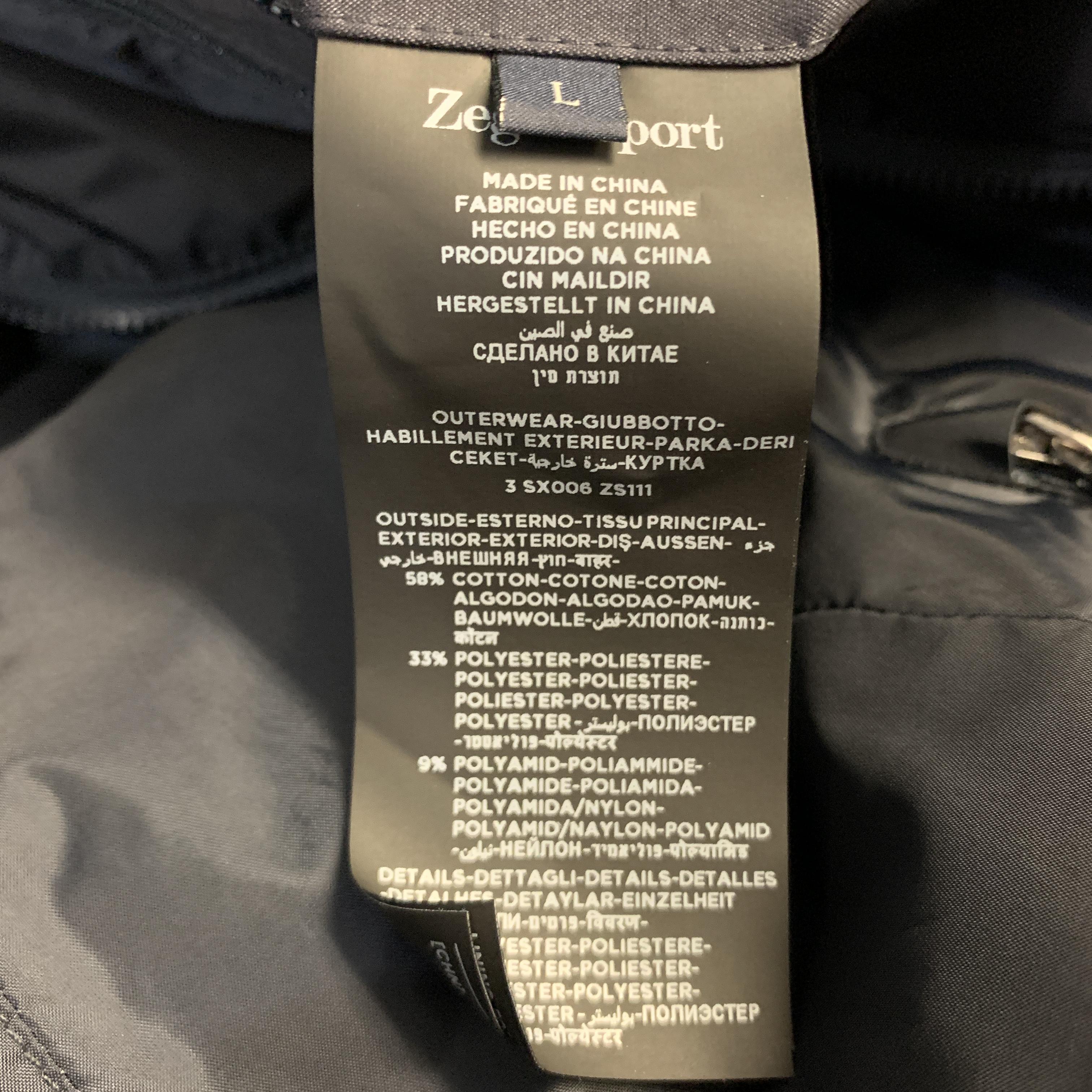 Men's Z ZEGNA SPORT Size L Navy Waterproof Layered Military Jacket