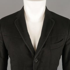 Z ZEGNA US 38 Negro Seda acolchada Solapa de muesca Bolsillo de parche Abrigo deportivo