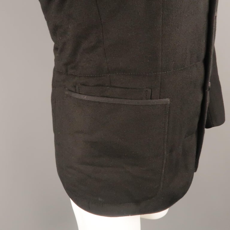 Z ZEGNA US 38 Black Quilted Silk Notch Lapel Patch Pocket Sport Coat ...