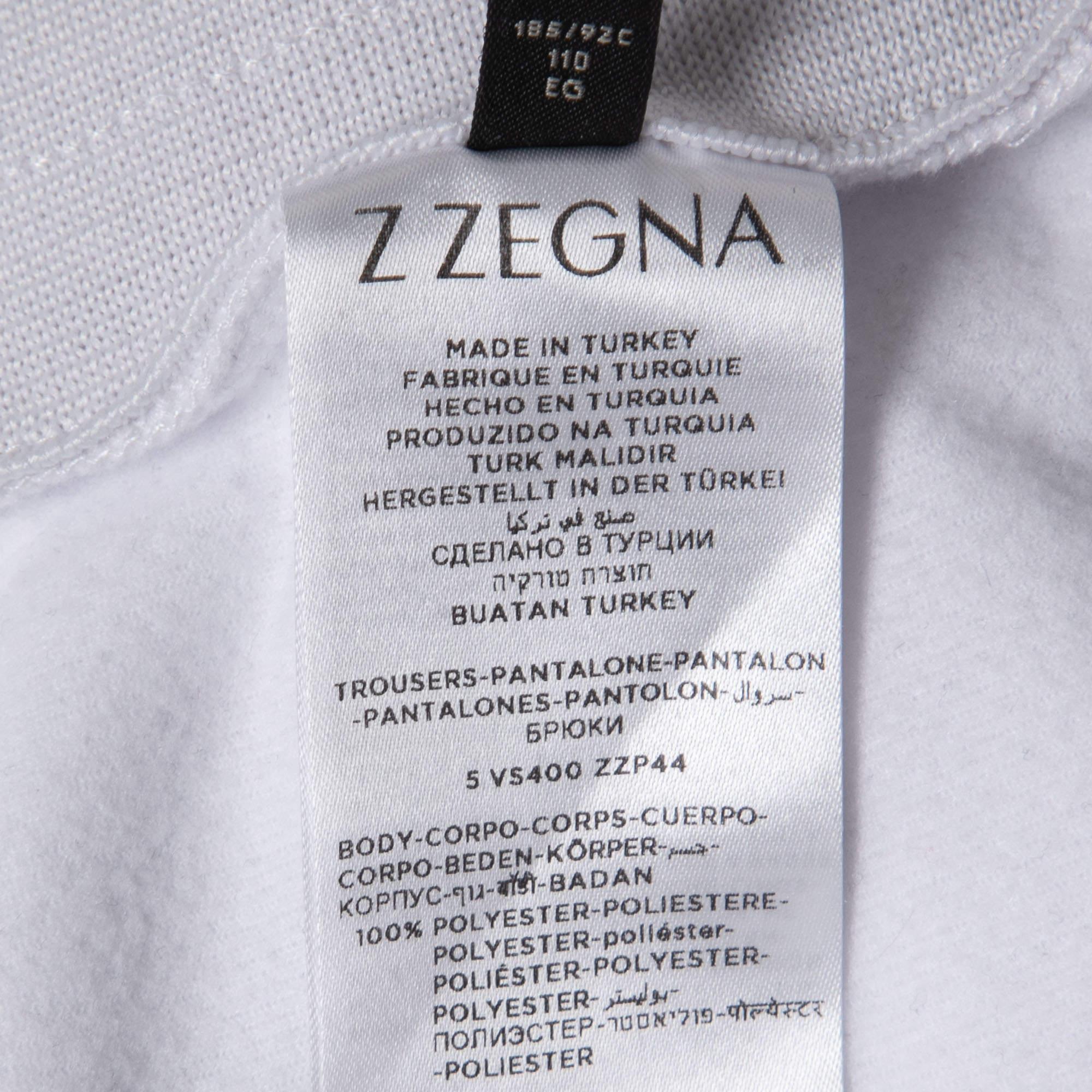 Z Zegna White/Navy Blue Logo Print Synthetic Joggers XL For Sale 1
