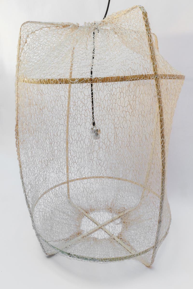 Z2 Blond Sisal Net Pendant Chandelier in Tea Dyed by Ay Illuminate In New Condition For Sale In Los Angeles, CA