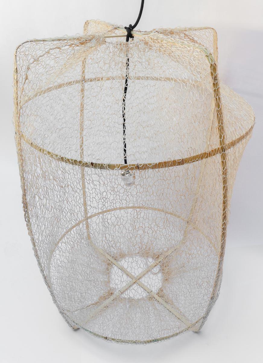 Lustre à suspension Z2 en filet de sisal blond teint à la thé par Ay Illuminate en vente 1