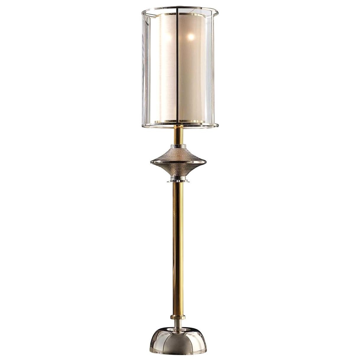 Nickel and Brass Rams Head and Hooved Floor Lamp with Carrera Marble