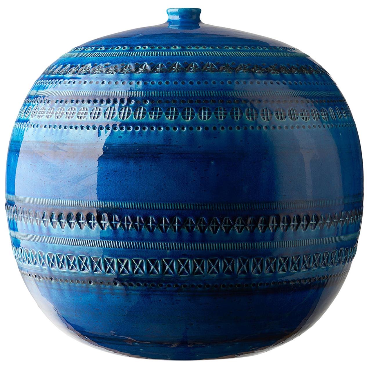 Z9990153 Ball Vase, Made in Italy, Collection Rimini Blu, Designer Aldo Londi