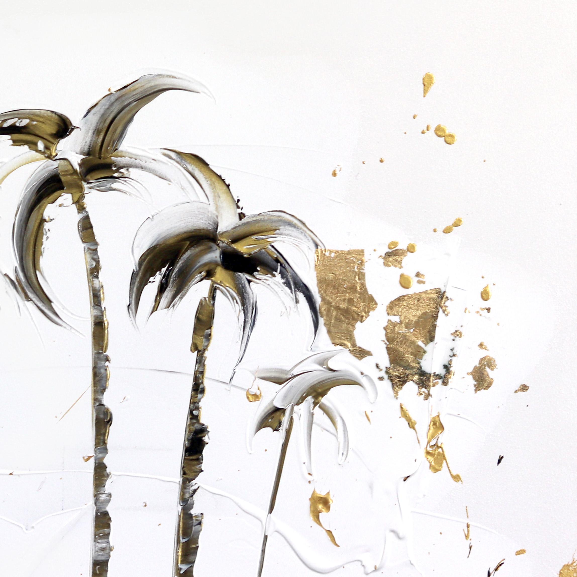 Gucci Palmeras - Pintura Abstracta Negra Blanca Dorada Inspirada en el Verano en venta 2