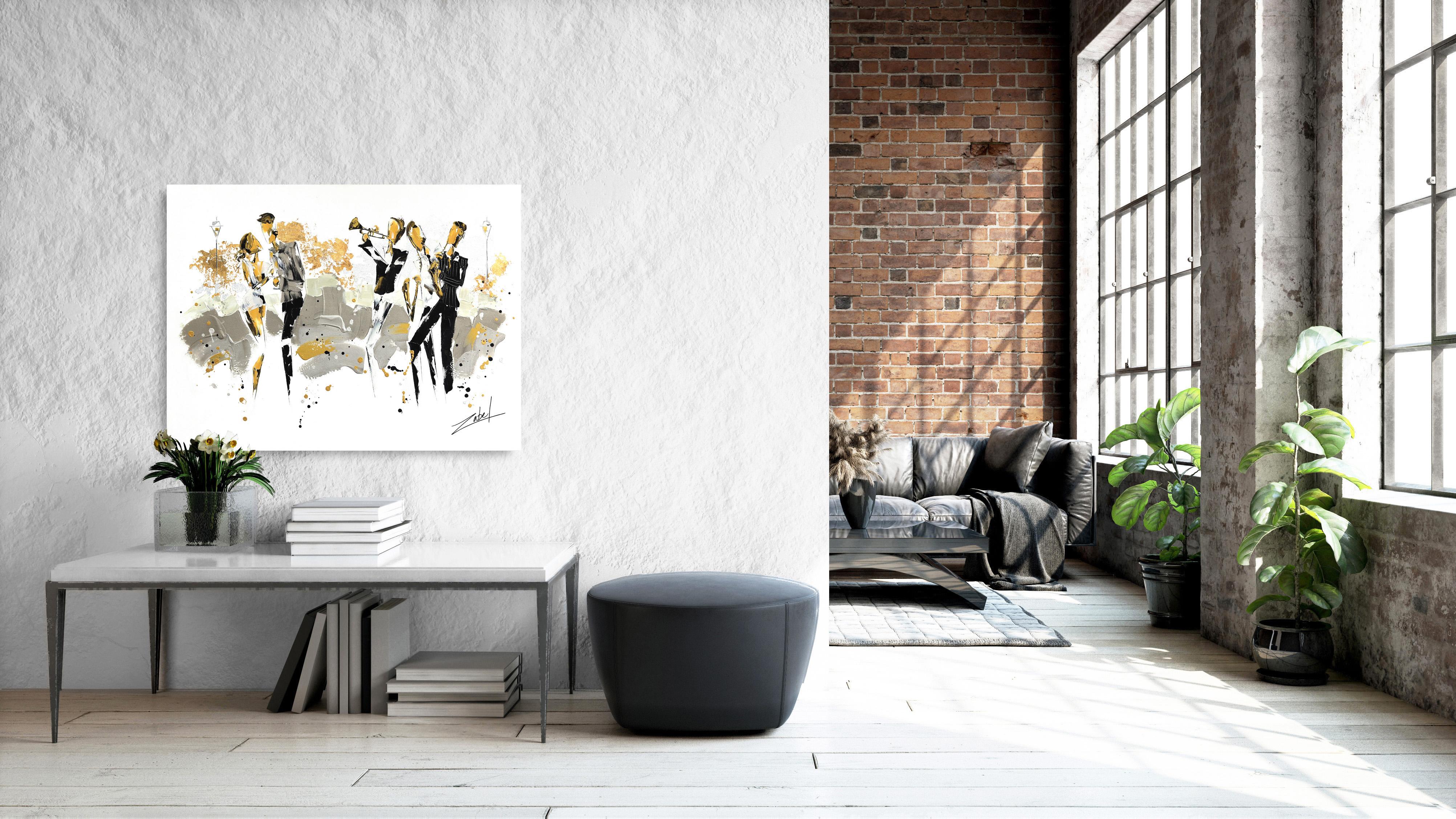 Jazz and Champagne in NOLA - Figurative Vibrant Modern Love Original Painting 3