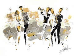 Jazz and Champagne in NOLA - Figurative Vibrant Modern Love Original Painting