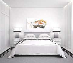 Peachy Dream #2 Original Textural Peach White Gold Large Painting for Sofa, Bed