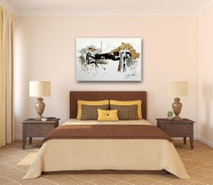 Toronto Goldene Musik - Schwarz-Weiß-Gold Romantisches Paar und Klavier Original Kunst