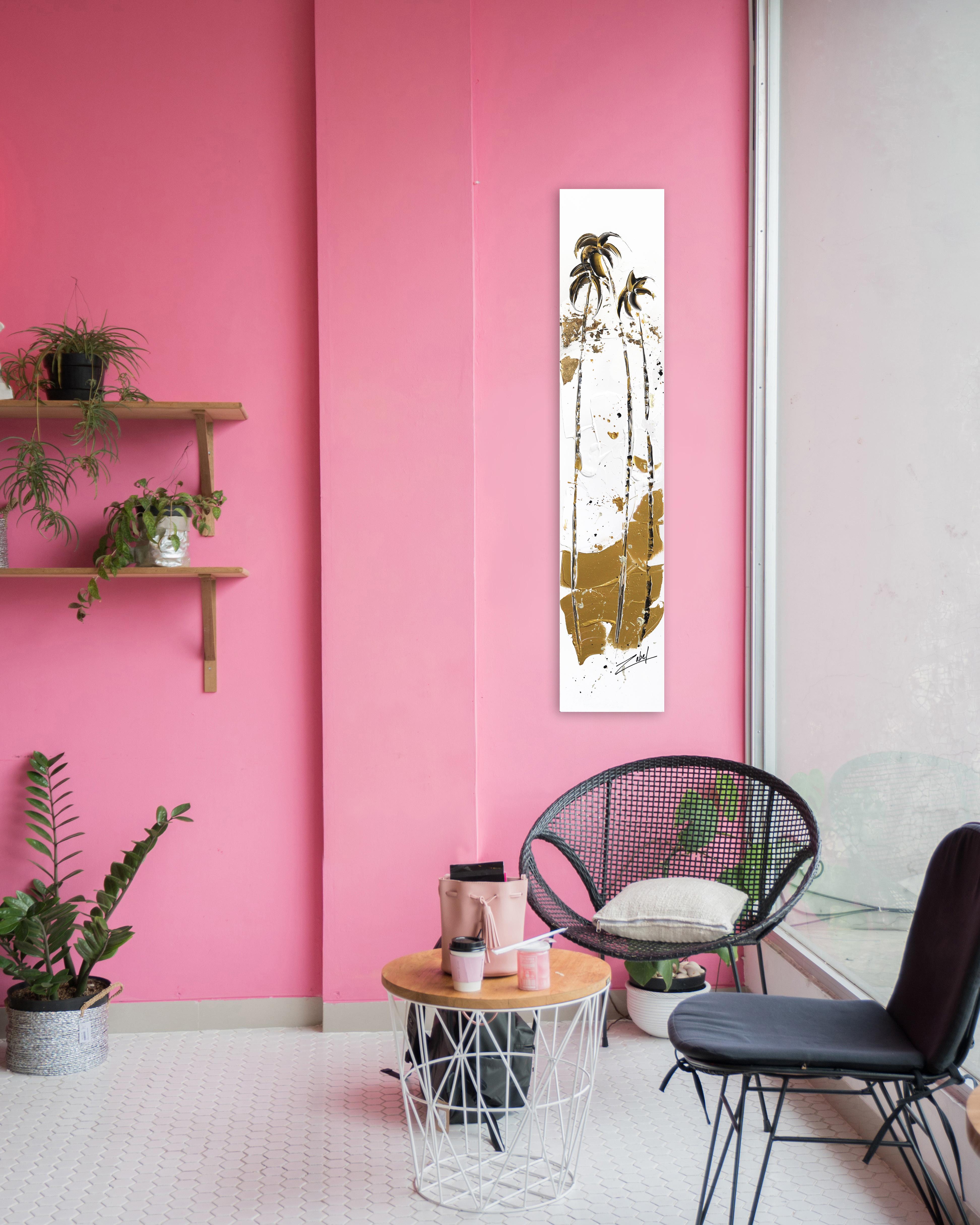 Palme d'oro #4 - Pittura originale astratta moderna e testuale alta - Painting di Zabel