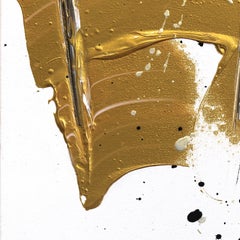 Golden Palms #4 - Tall Skinny Modern Textural Abstract Original Trees Painting