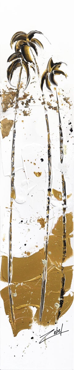 Golden Palms #4 - Tall Modern Textural Abstract Original Painting