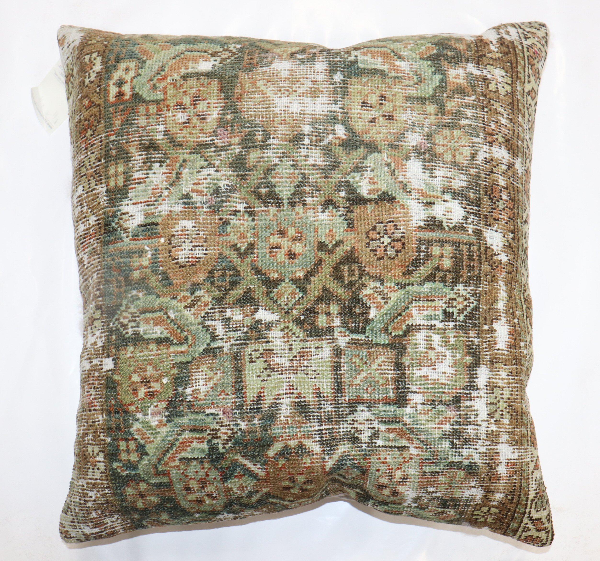 Zabihi Collection Large Square Worn Rug Pillow In Distressed Condition For Sale In New York, NY