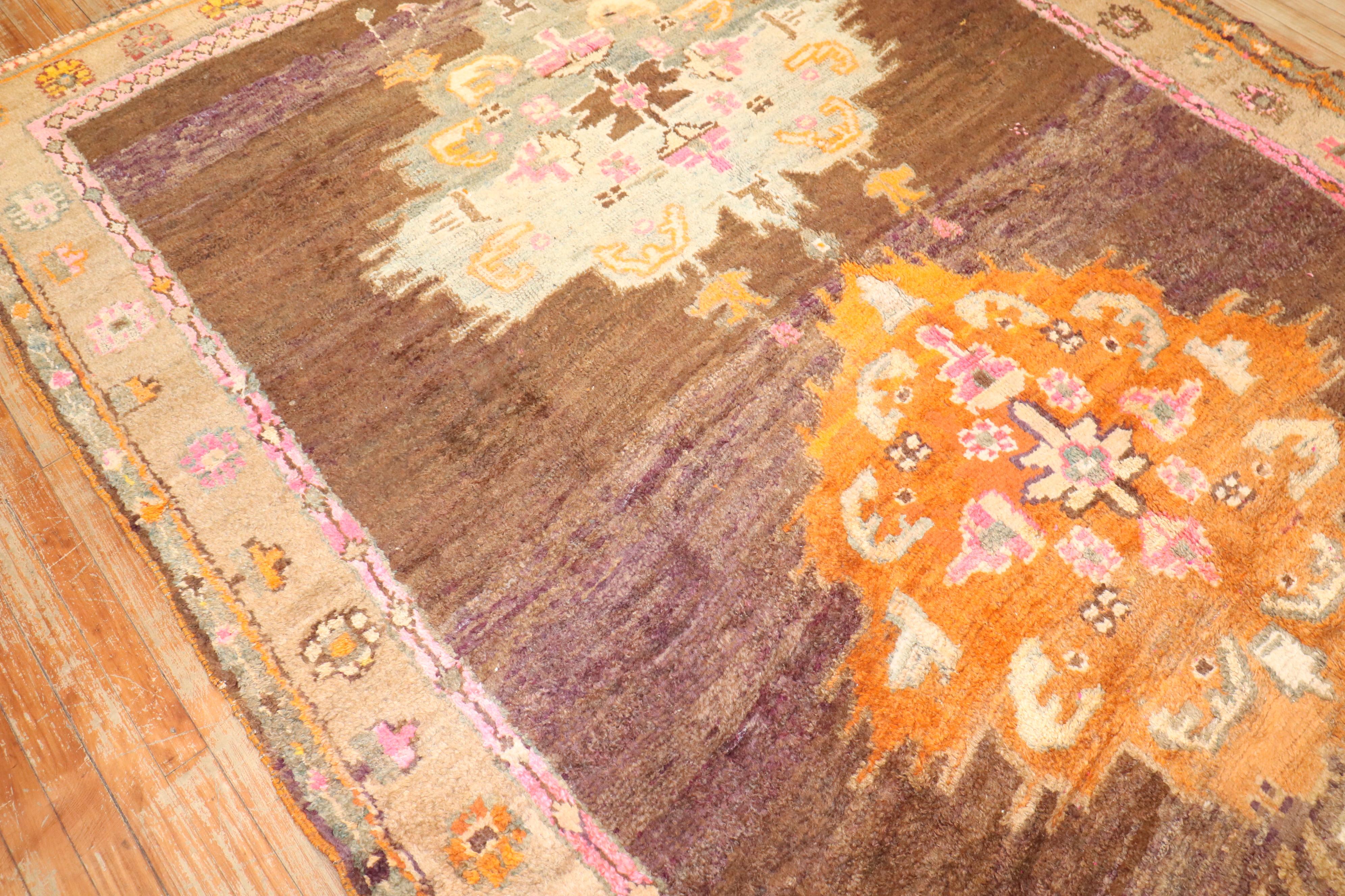 Hand-Knotted Zabihi Collection Floral Turkish Kars Rug  For Sale