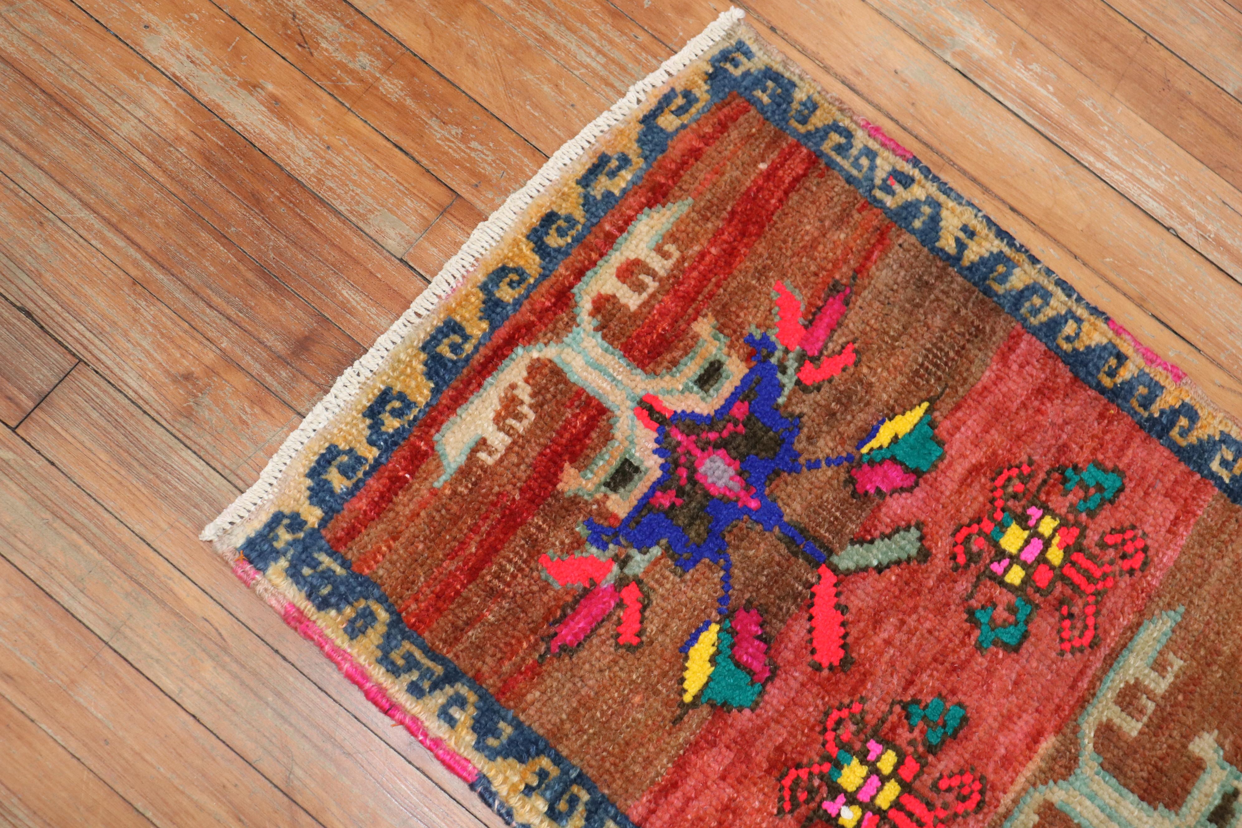 Hand-Knotted Zabih Collection Mini Turkish Rug For Sale