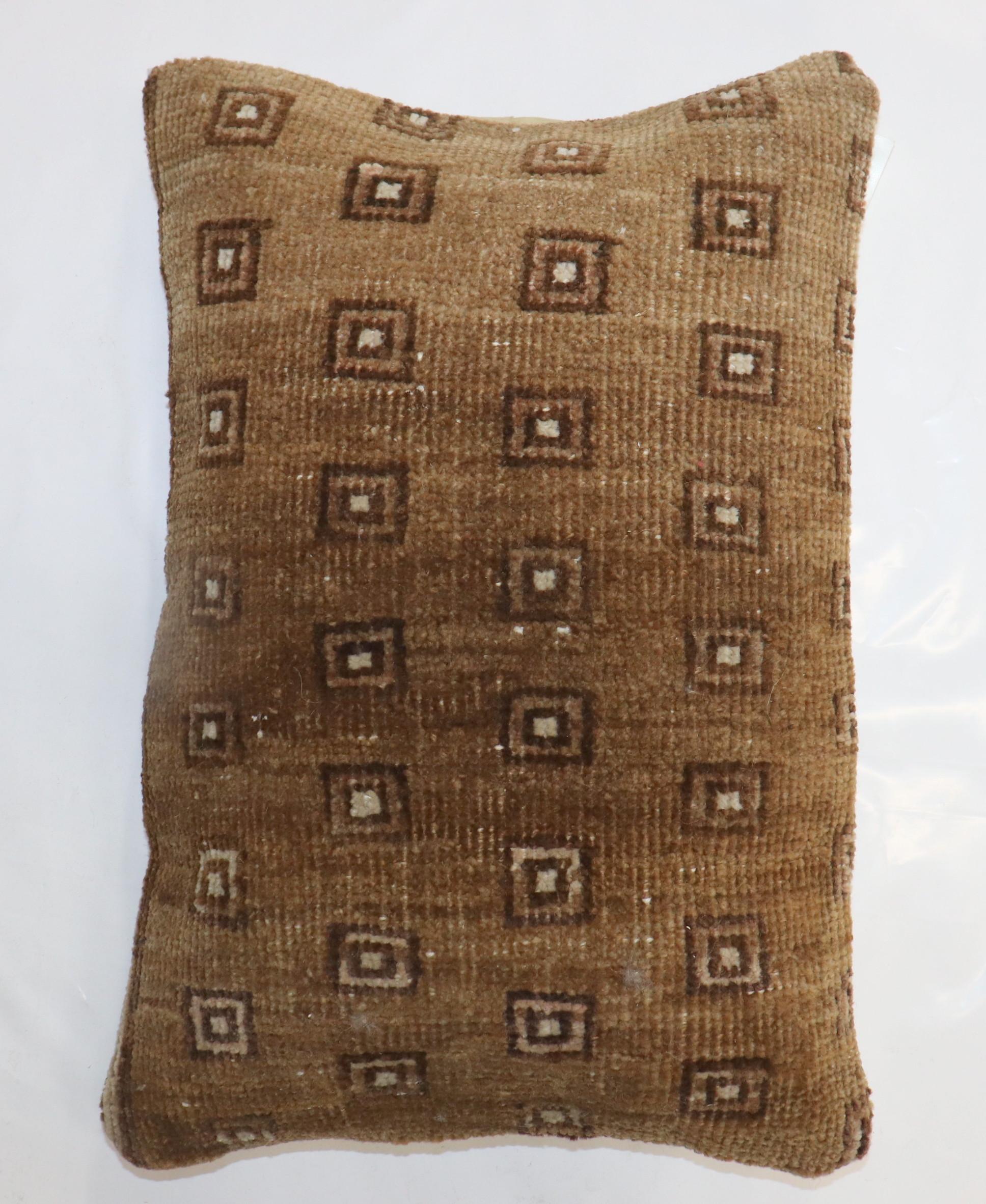Bohemian Zabihi Brown Vintage Turkish  Rug Pillow