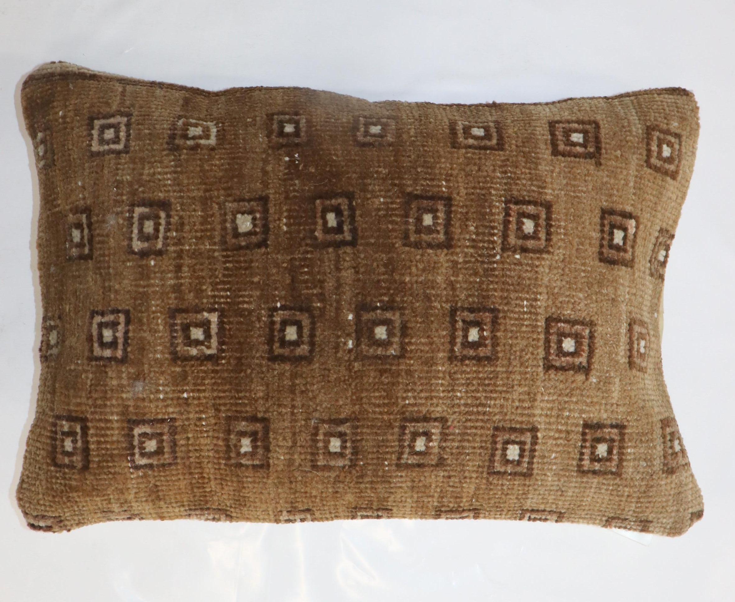 Persian Zabihi Brown Vintage Turkish  Rug Pillow