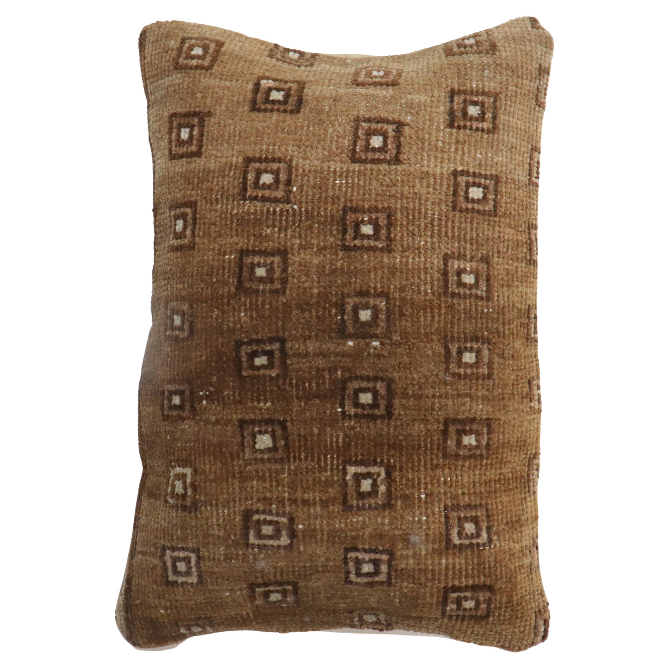 Zabihi Brown Vintage Turkish  Rug Pillow