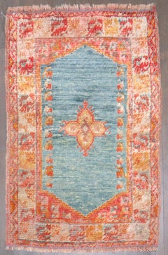 Zabihi Collection S 19ème siècle Laine Angora Antique Oushak Petit Tapis Placé