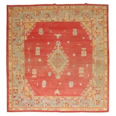 Zabihi Collection 19th Century Angora Wool Antique Oushak Square Rug, 8' x 8'